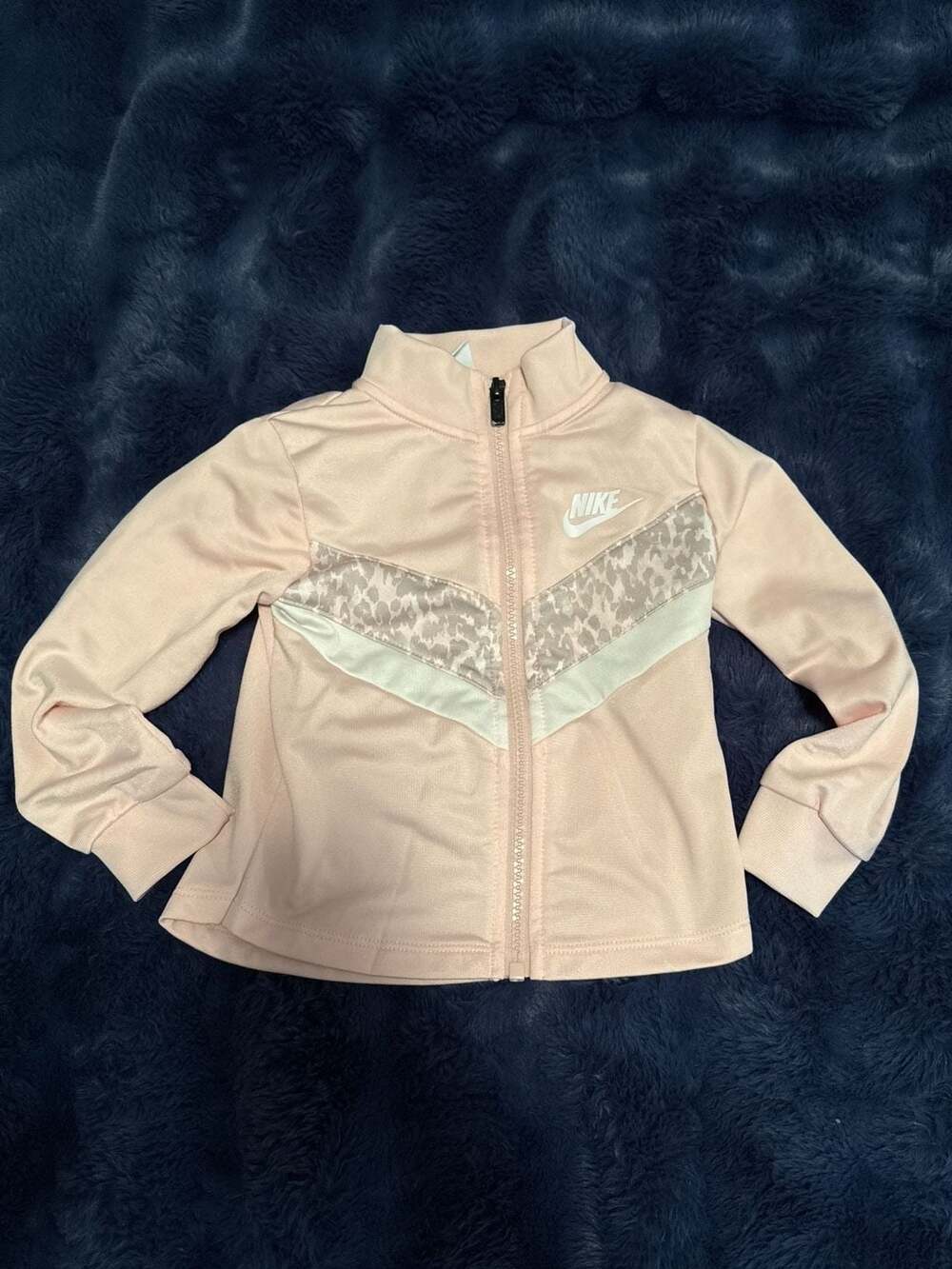 3T Nike Little Girls Echo Pink Leopard Print Full Zip Tricot Track Jacket